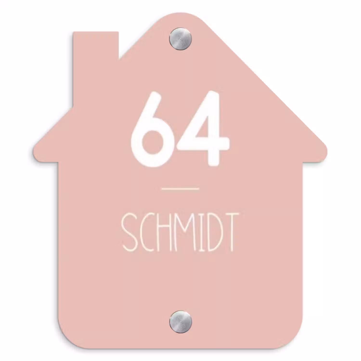 Namensschild Haustür Häuschen - Einfarbig rosa - Modern