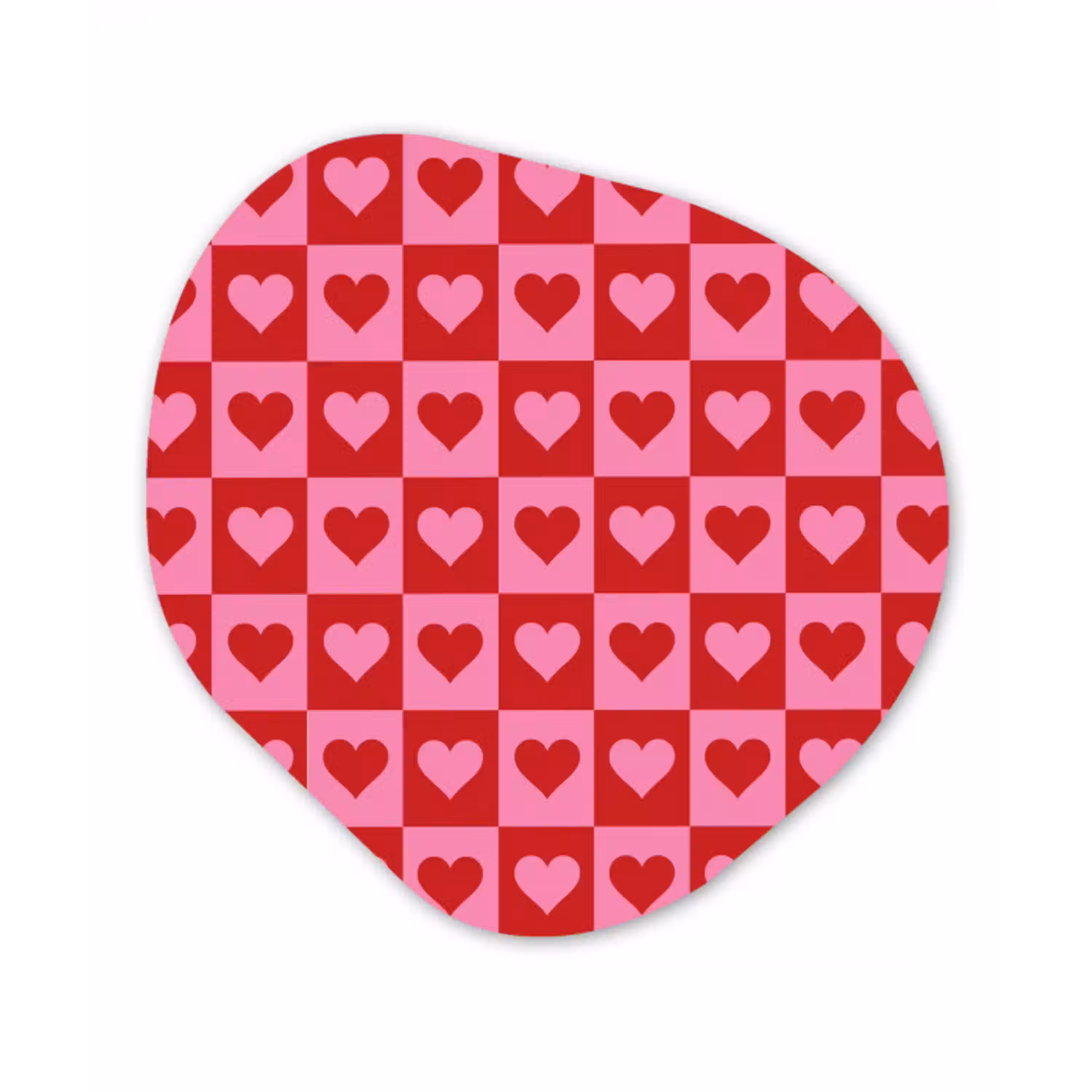 Rood - Roze - Schaakbord - Valentijn Wandcirkel Organisch Forex 3mm klein -3d