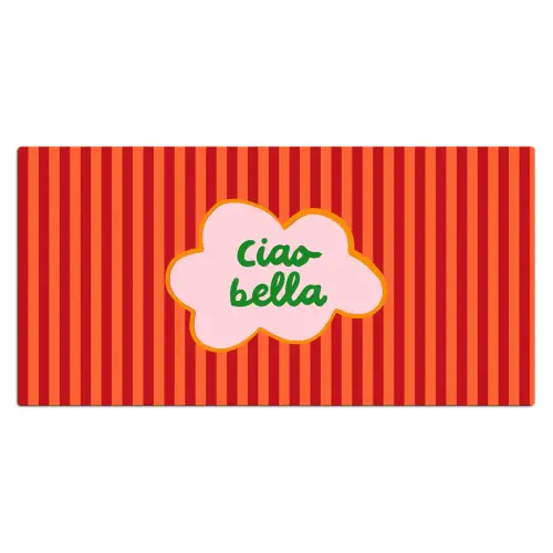 Ciao bella - Tekstwolk - Strepen - Oranje Muismat XXL klein -3d_leeg