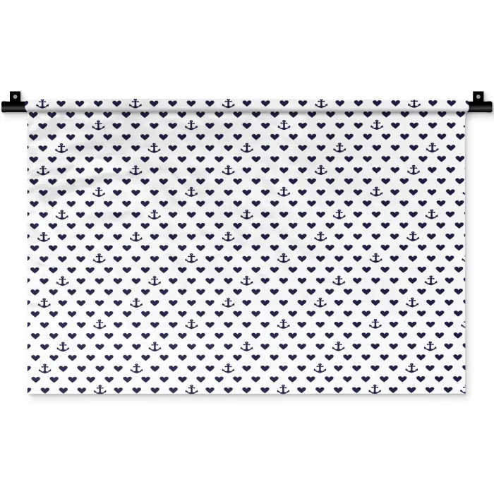 Anker - Hart - Blauw - Wit Wandkleed katoen klein 269 -zz3d