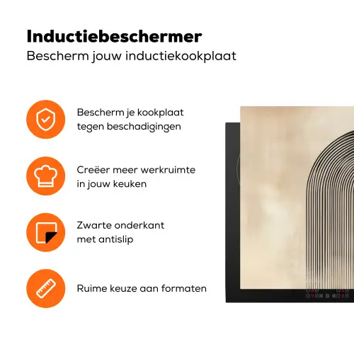 Boog -  Strepen - Minimalistisch - Zwart Inductie beschermer vinyl 3mm klein -zzzzzzz-td-ups