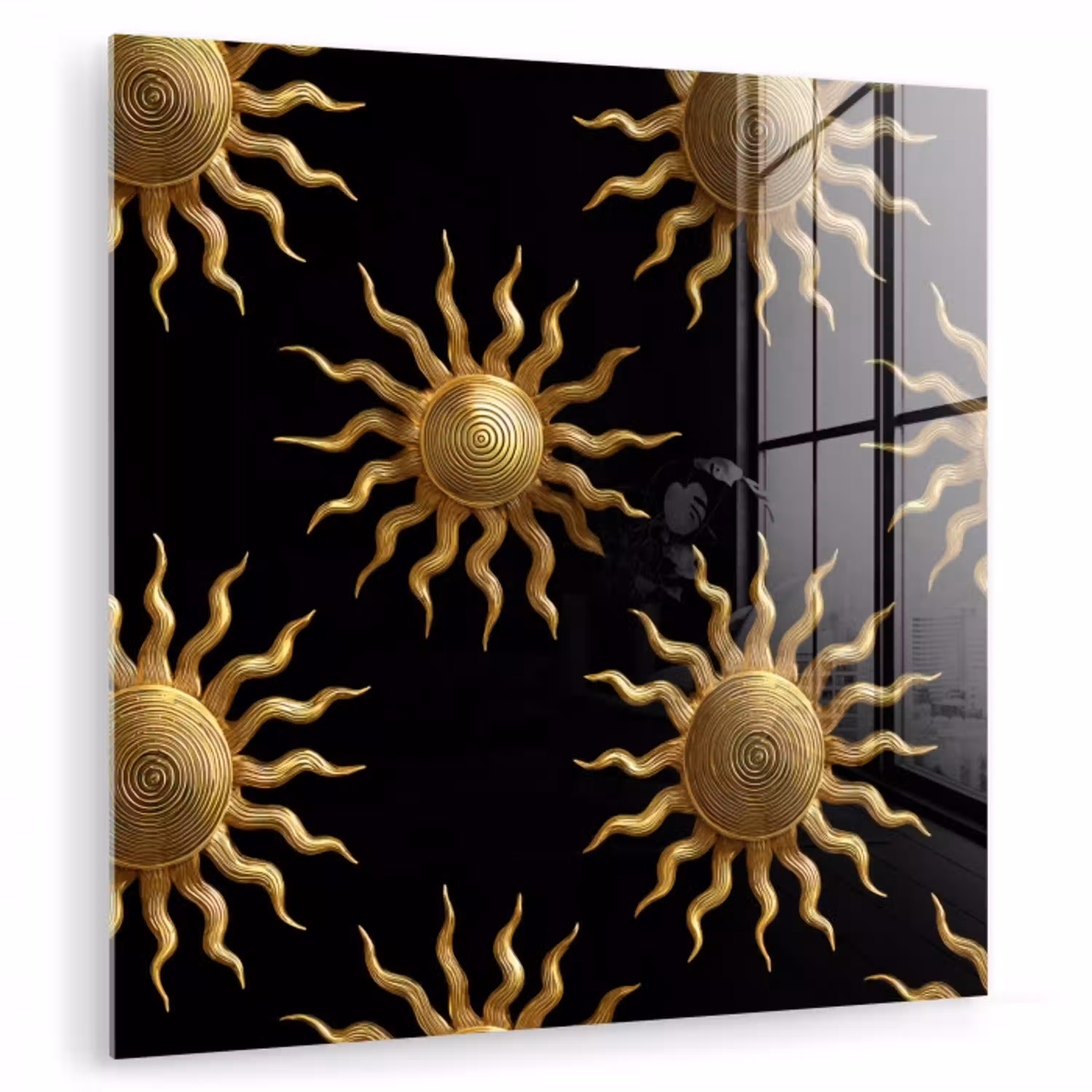 Zon - Patroon - Luxe - Goud - Zwart plexiglas 5mm klein 11 -zzzproduct_nieuw