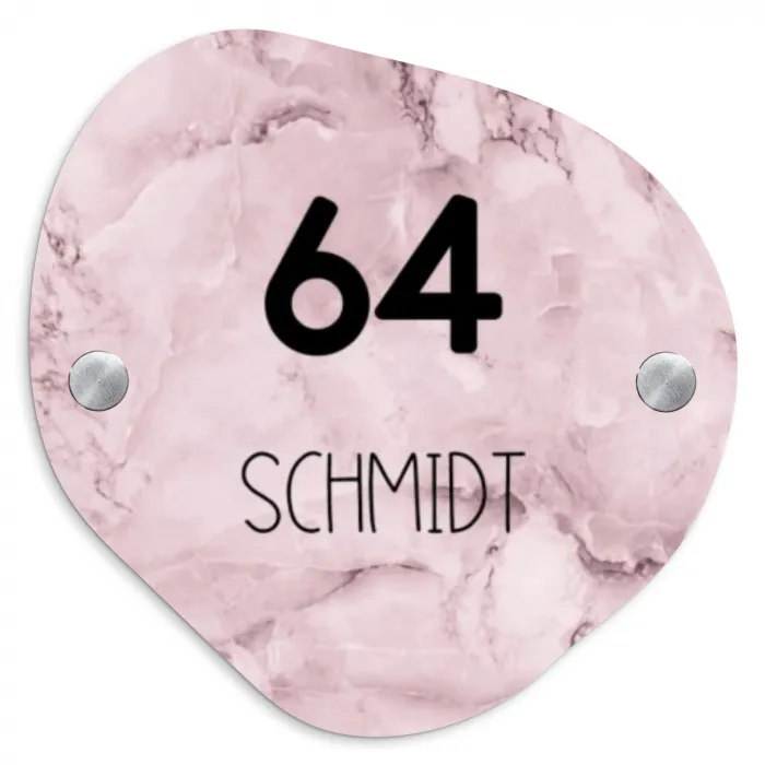 Roze marmer - Modern Naambord Organisch middel -3d