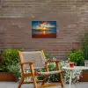 Zee - Zonsondergang - Strand - Wolken - Oranje Tuinposter op houten frame 2 cm dik klein -sfeer3
