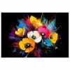Bloemen - Kleurrijk - Graffiti - Modern - Boeket poster papier klein -3d