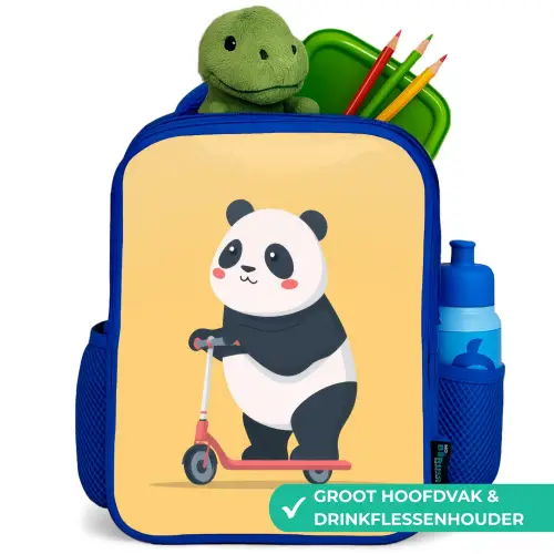 Panda - Step - Geel Kinderrugzak - Blauw middel -inhoud_NL