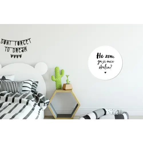 Zon - Tekst - Hé zon, ga je mee stralen? - Quotes Wandcirkel aluminium klein -kinderkamer
