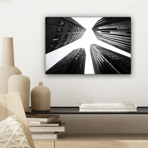 Gebouwen - Lucht - Zwart canvas 2cm klein -sfeer6