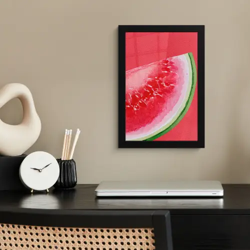 Watermeloen - Rood - Zomers fotolijst zwart zonder passe partout klein -sfeer1