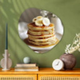 Pannenkoeken - Banaan - Siroop - Wit - Beige Wandcirkel Organisch Plexiglas middel -sfeer2