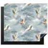 Wolken - Kraanvogels - Blauw Inductie beschermer vinyl 3mm middel 274 -3d