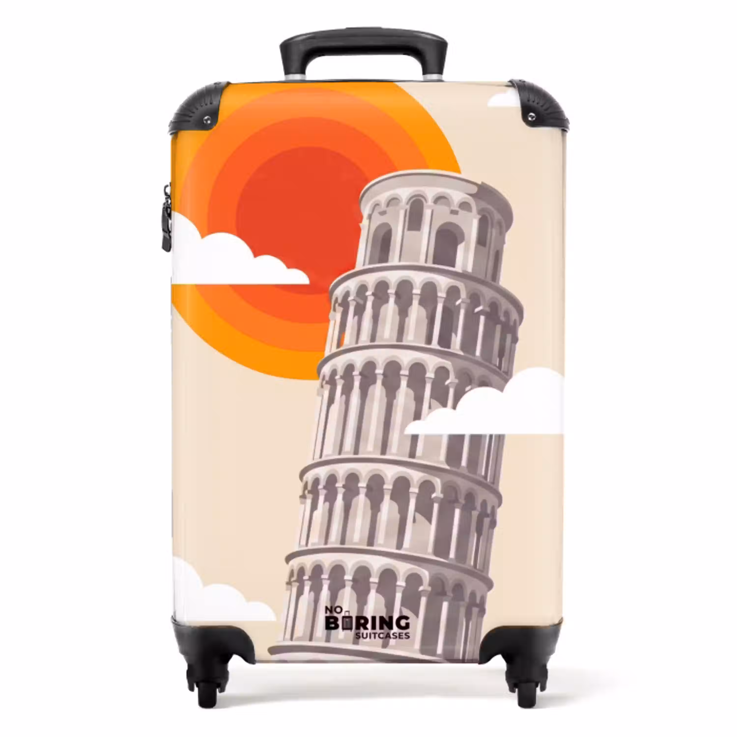 Toren - Pisa - Architectuur - Minimalistisch - Beige NBS - Handbagage koffer - Volwassenen Unisex middel -productfoto_recht