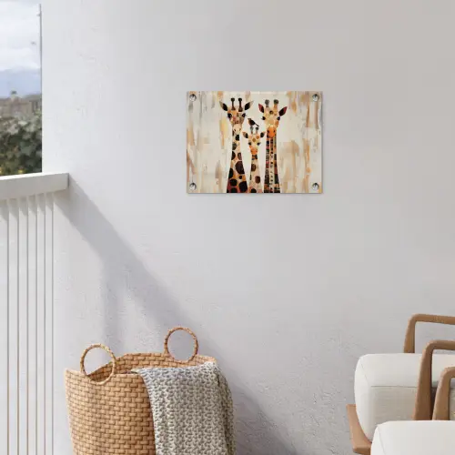 Giraffen - Cartoon - Crème tuinposter los doek klein -sfeer8