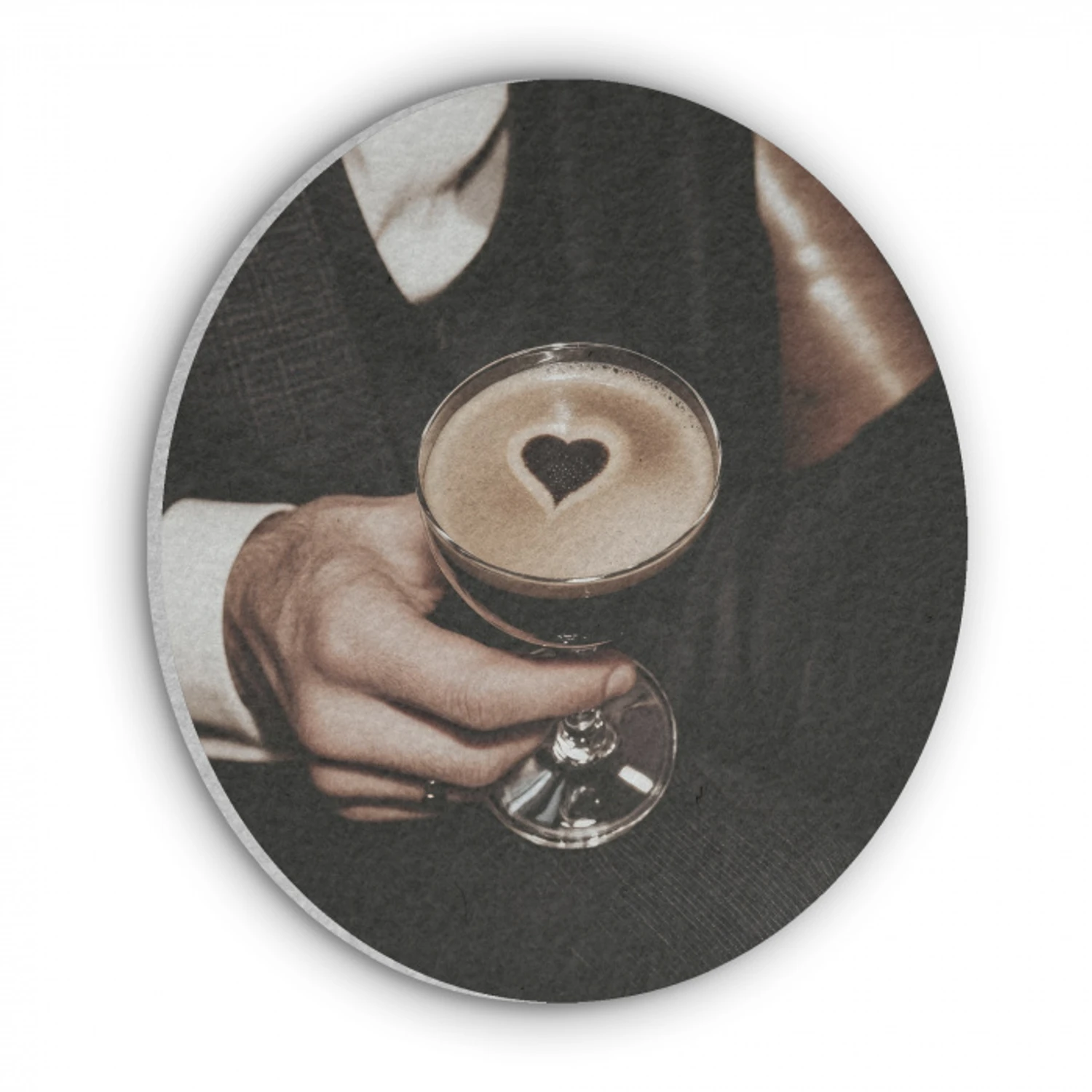 Hartje - Cocktail - Espresso Martini - Hand Akoestische PET Vilt - Rond klein -3d