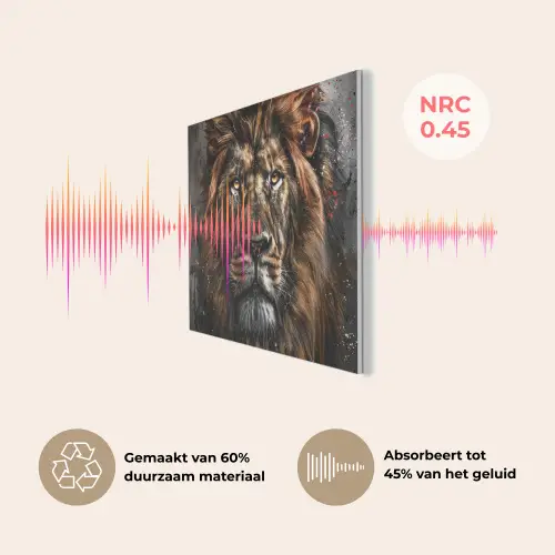 Leeuw - Dieren - Portret - Zwart - Luxe PET vilt klein -USP_NL