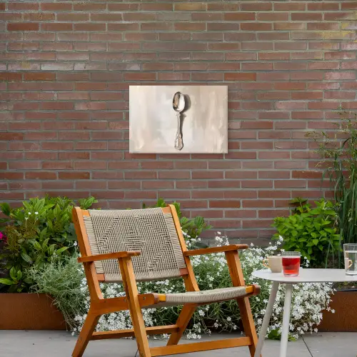 Lepel - Verf - Zilver Tuinposter op houten frame 2 cm dik klein -sfeer3