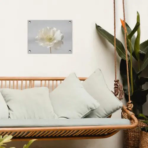 Bloem - Minimalistisch -Wit tuinposter los doek klein -sfeer7