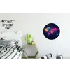 Wereldkaart - Kleurrijk - Graffiti Wandcirkel aluminium klein -kinderkamer
