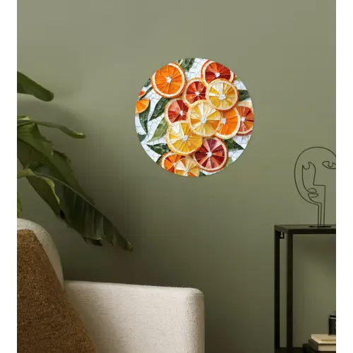 Schijfjes - Fruit - Oranje - Mozaïek Wandcirkel behangsticker klein -sfeer2