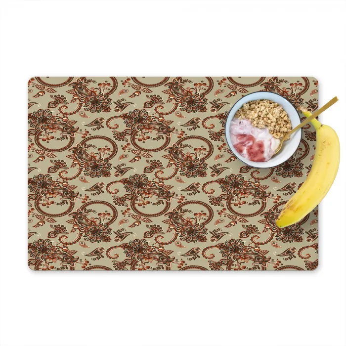 Warm - Bloemen - Groen - Rood Placemat vinyl groot 368 -zzzproduct_Kitchenyeah-website