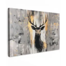 Abstract - Hert - Gewei - Goud canvas 2cm klein -z3d