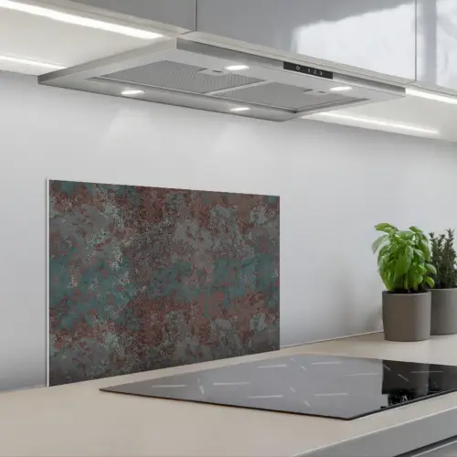 Blauw - Grijs - Roest - Patroon keuken achterwand spatscherm klein 900 -3d_schuin