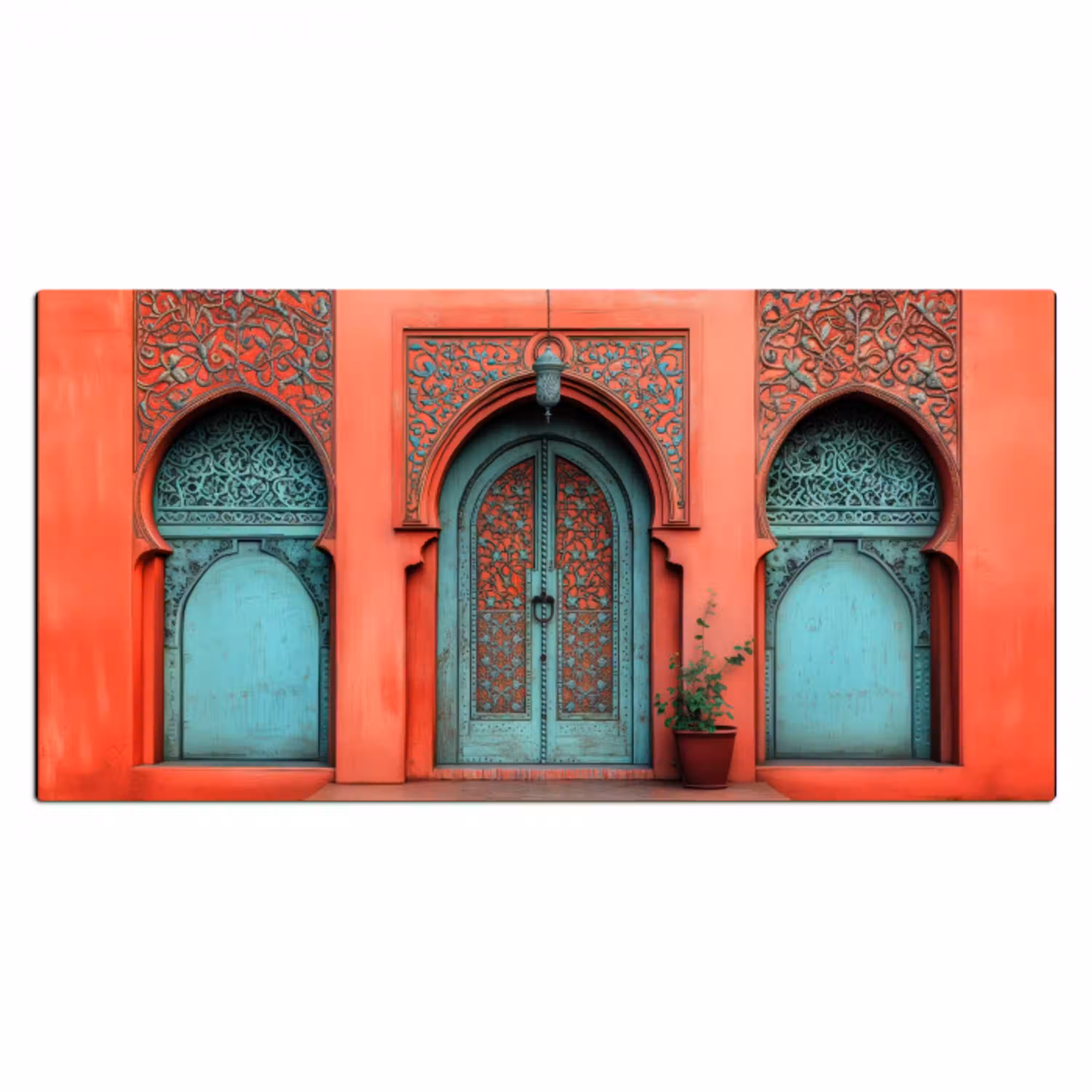 Lantaarn - Deur - Turquoise Muismat XXL klein -3d_leeg