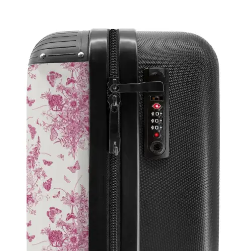 Klassiek boeket patroon roze NBS - Handbagage koffer - Kinderen Unisex middel -slot