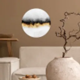 Goud - Chic - Abstract - Zwart - Wit - Luxe Wandcirkel behangsticker klein -sfeer1