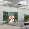 Sneeuwpop - Kerstsneeuw - Groen - Rood keuken achterwand spatscherm klein -3d_schuin