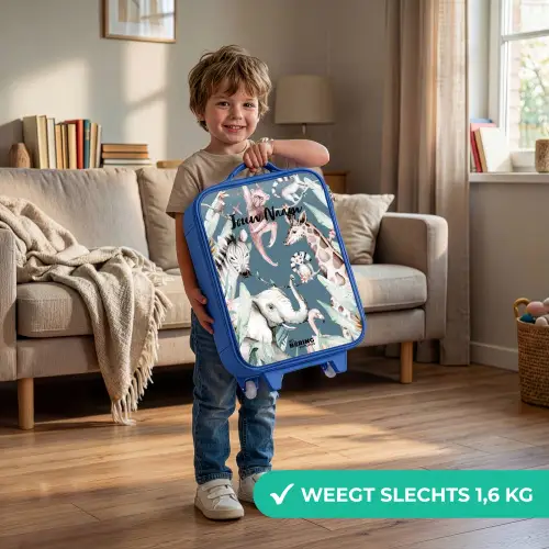 Jungle Dierenfeest Kinderkoffer - Blauw klein -sfeer2_NL