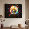 Paardenbloem - Graffiti - Kleurrijk - Bloemen - Natuur Textielframe zwart klein -sfeer3