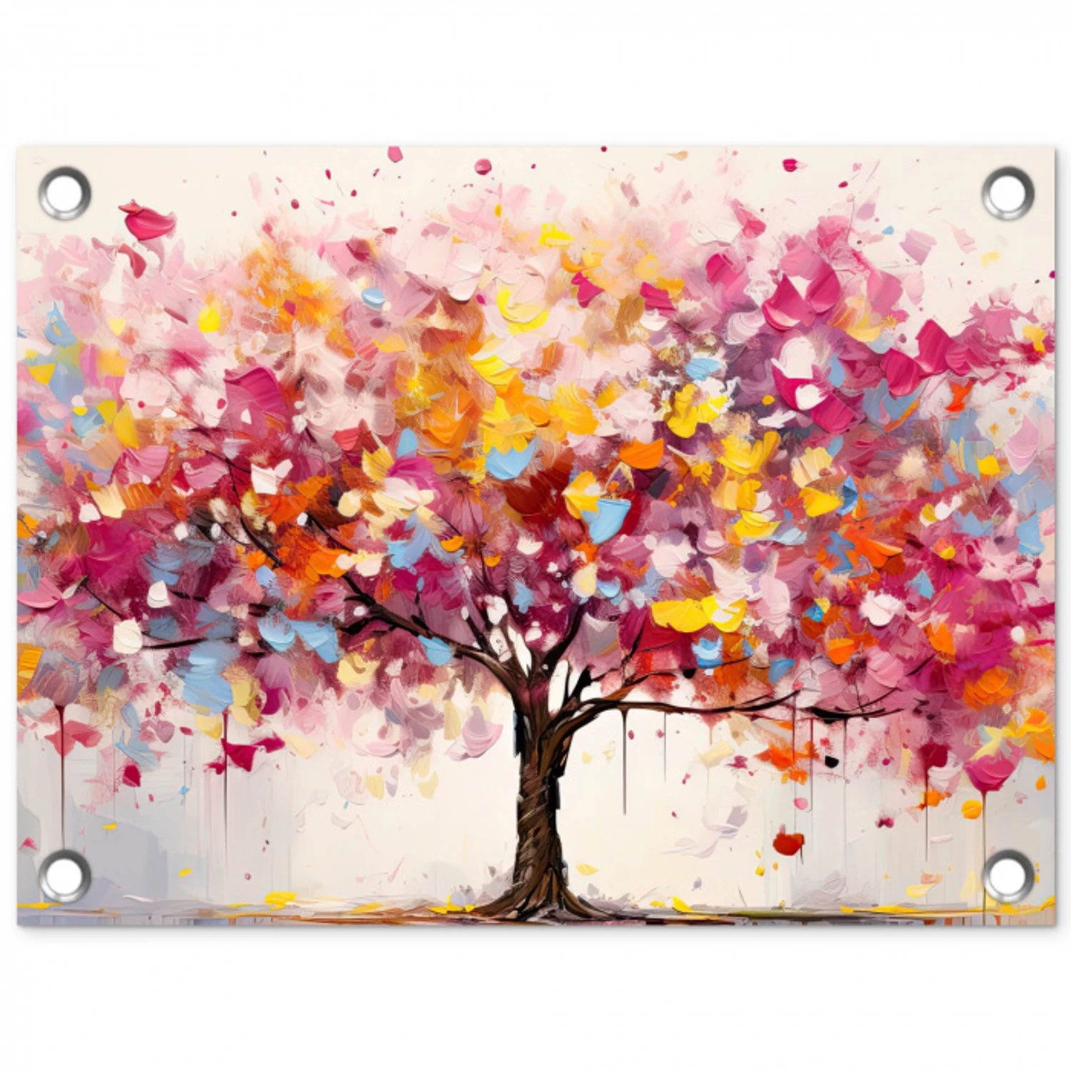 Aquarel - Boom - Kunst - Abstract tuinposter los doek klein -3d
