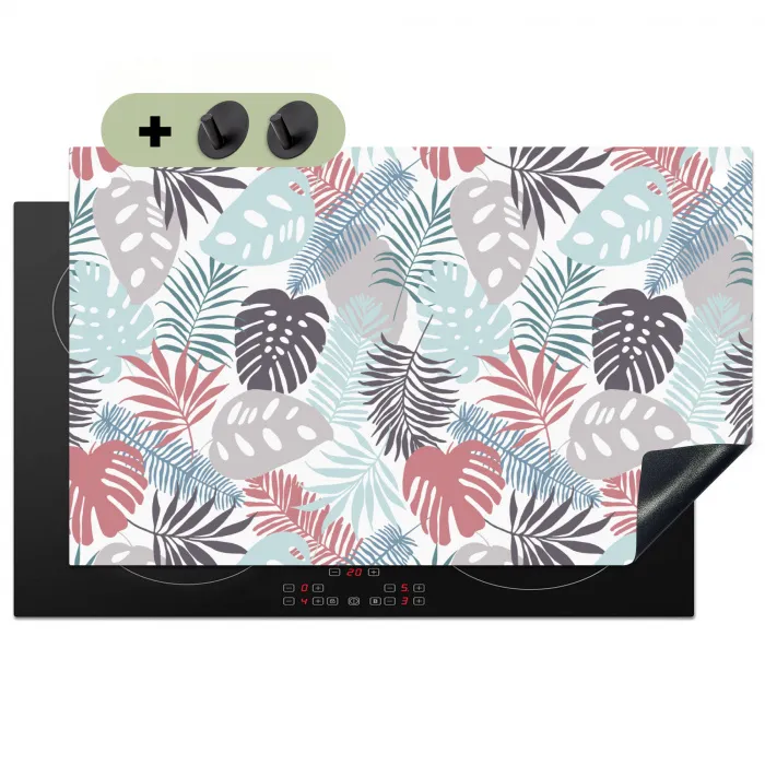 Bladeren - Tropical - Pastel - Jungle Inductie beschemer met haakjes klein -3d