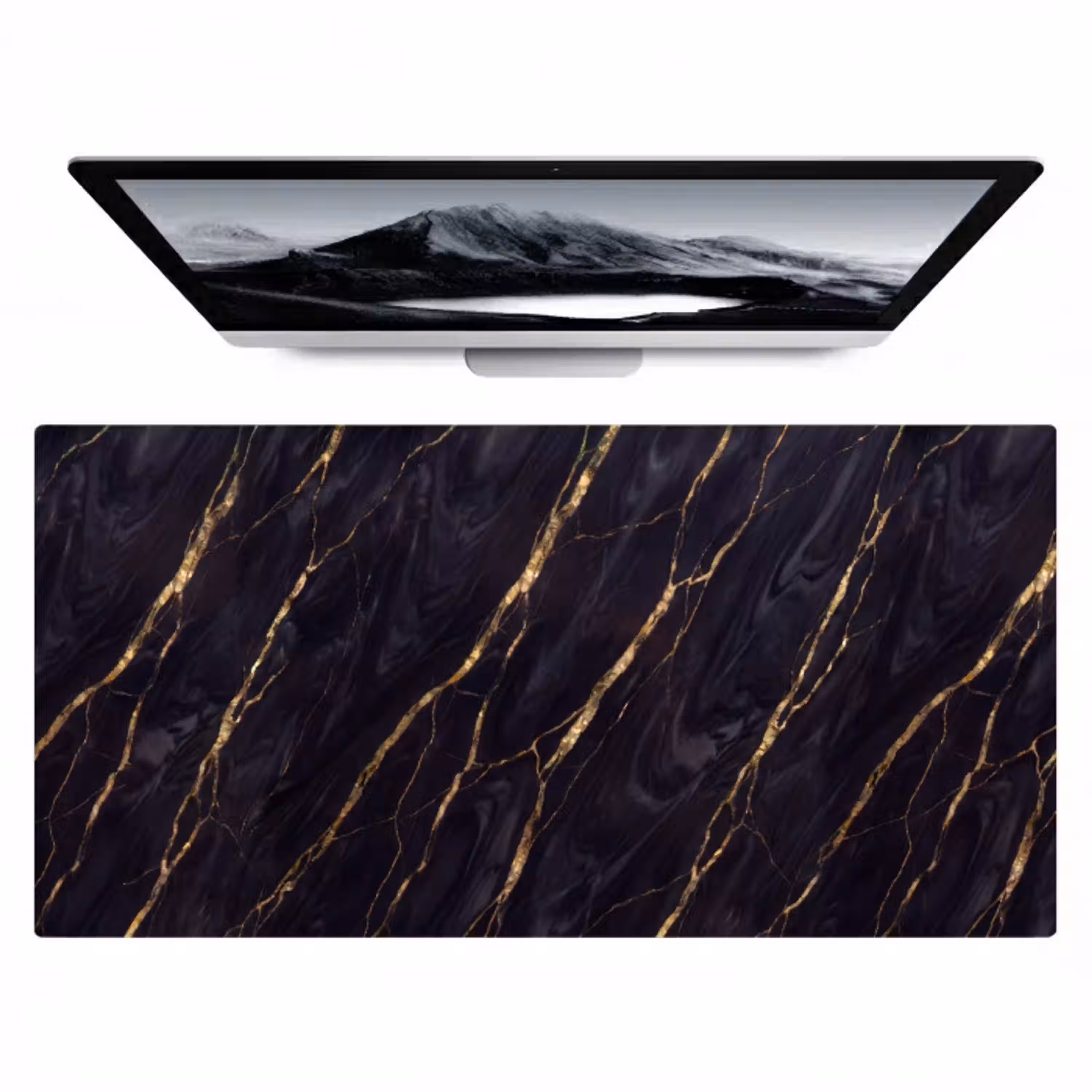 Marmer - Gouden aders - Abstract - Zwart Muismat XXL klein -zzz3d