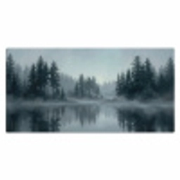 Bos - Meer - Mist - Natuur - Grijs Muismat XXL klein -3d_leeg