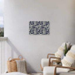 Bladvormen - Blauw - Patroon - Wit Tuinposter op houten frame 2 cm dik klein 845 -sfeer1