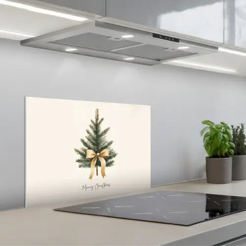 Kerstboom - Kerst - Merry Christmas - Beige keuken achterwand spatscherm klein -3d_schuin