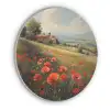Klaprozen - Rood - Heuvels - Landschap Akoestische PET Vilt - Rond klein -3d