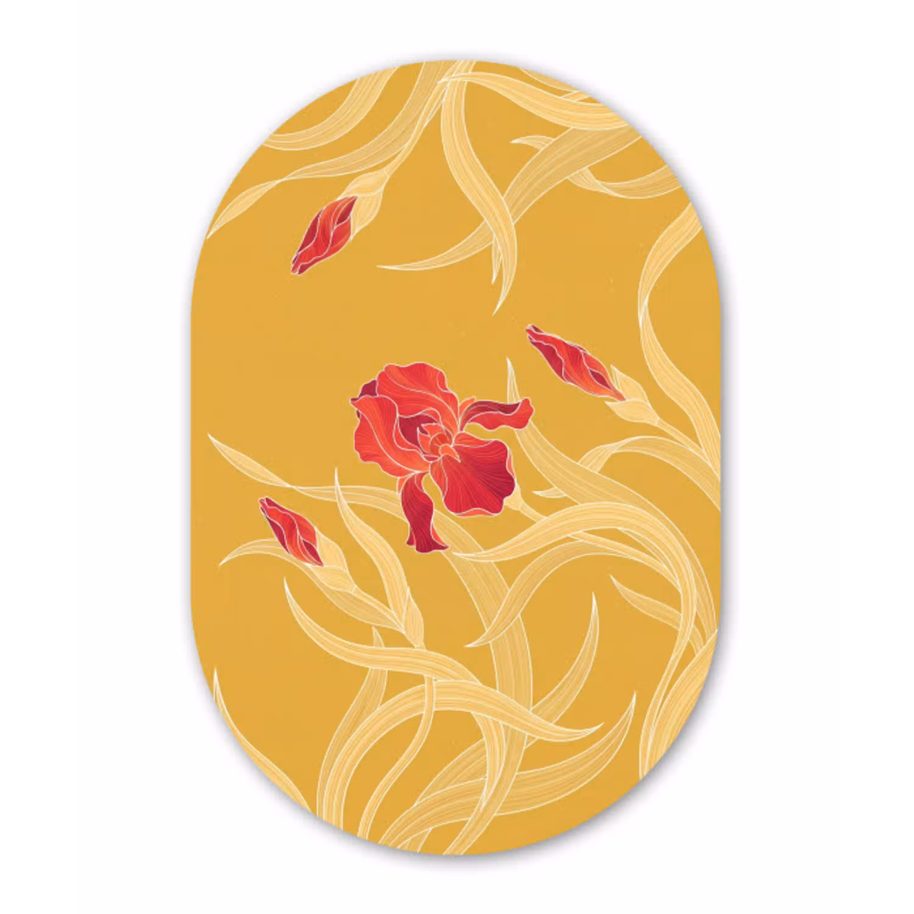 Bloemen - Illustratie - Rood Wandcirkel Ovaal Glas middel -3d