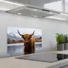 Schotse hooglander - Bruin - Water keuken achterwand spatscherm klein -3d_schuin