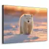 Ijsbeer - Sneeuw - Zonsopgang Textielframe - compleet frame klein -3d