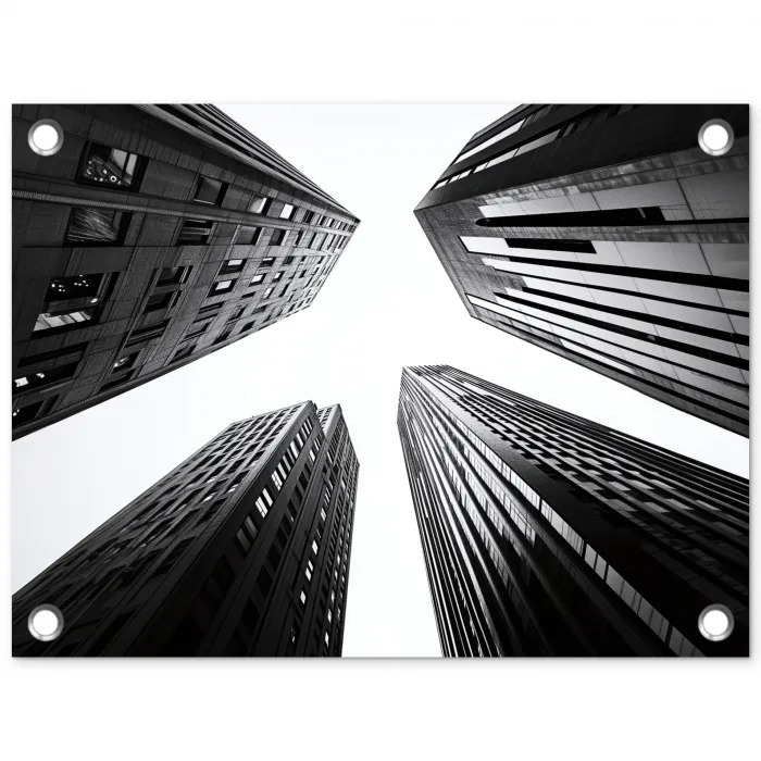 Gebouwen - Lucht - Zwart tuinposter los doek klein -3d