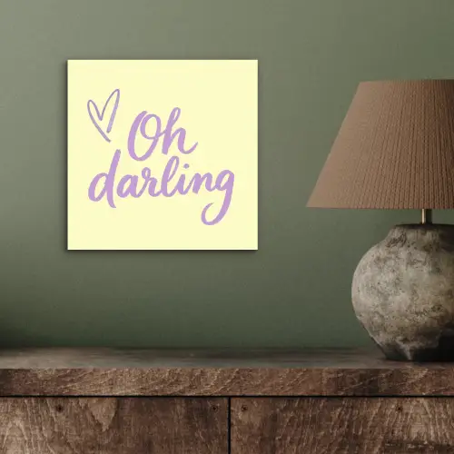 Oh darling - Geel - Hart aluminium wit klein -sfeer2
