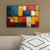 Vintage - Kunst - Blauw - Rood - Modern canvas 2cm klein -sfeer3