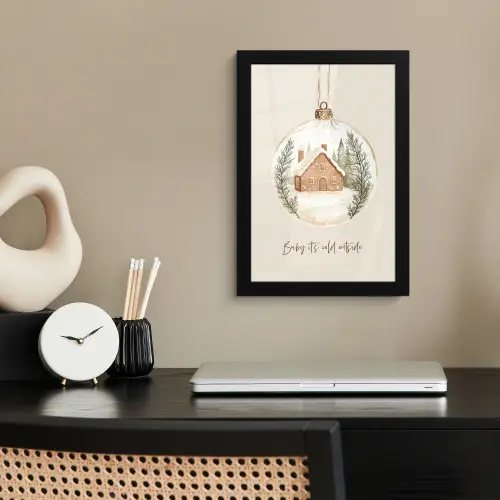 Quote - Winter - Kerst - Beige - Kerstbal fotolijst zwart zonder passe partout klein -sfeer1