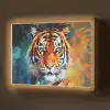 Tijger - Dieren - Olieverf - Kunst Light Box met batterij (Wandlamp) middel -z3d_website