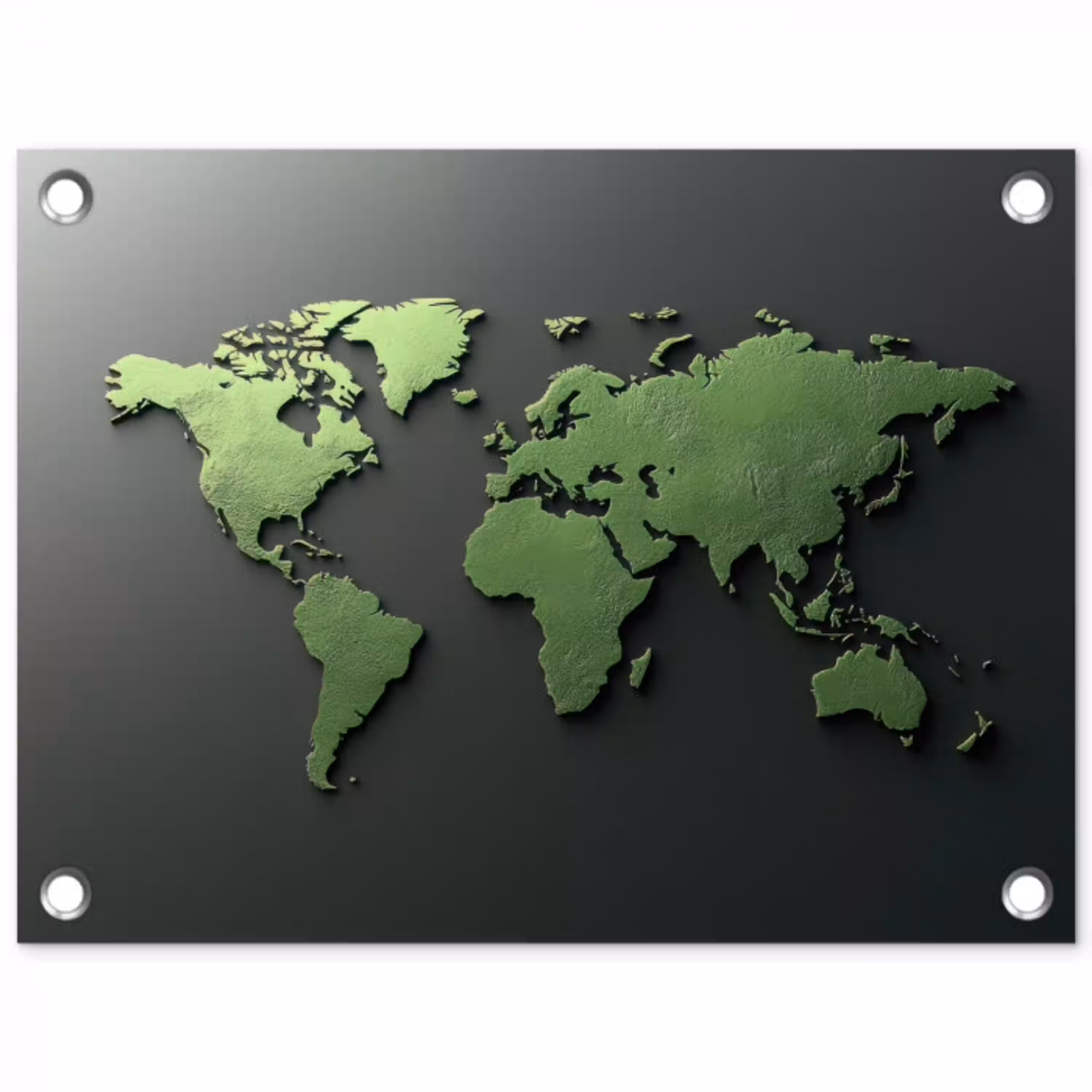 Leer - Groen - Wereldkaart tuinposter los doek klein -3d