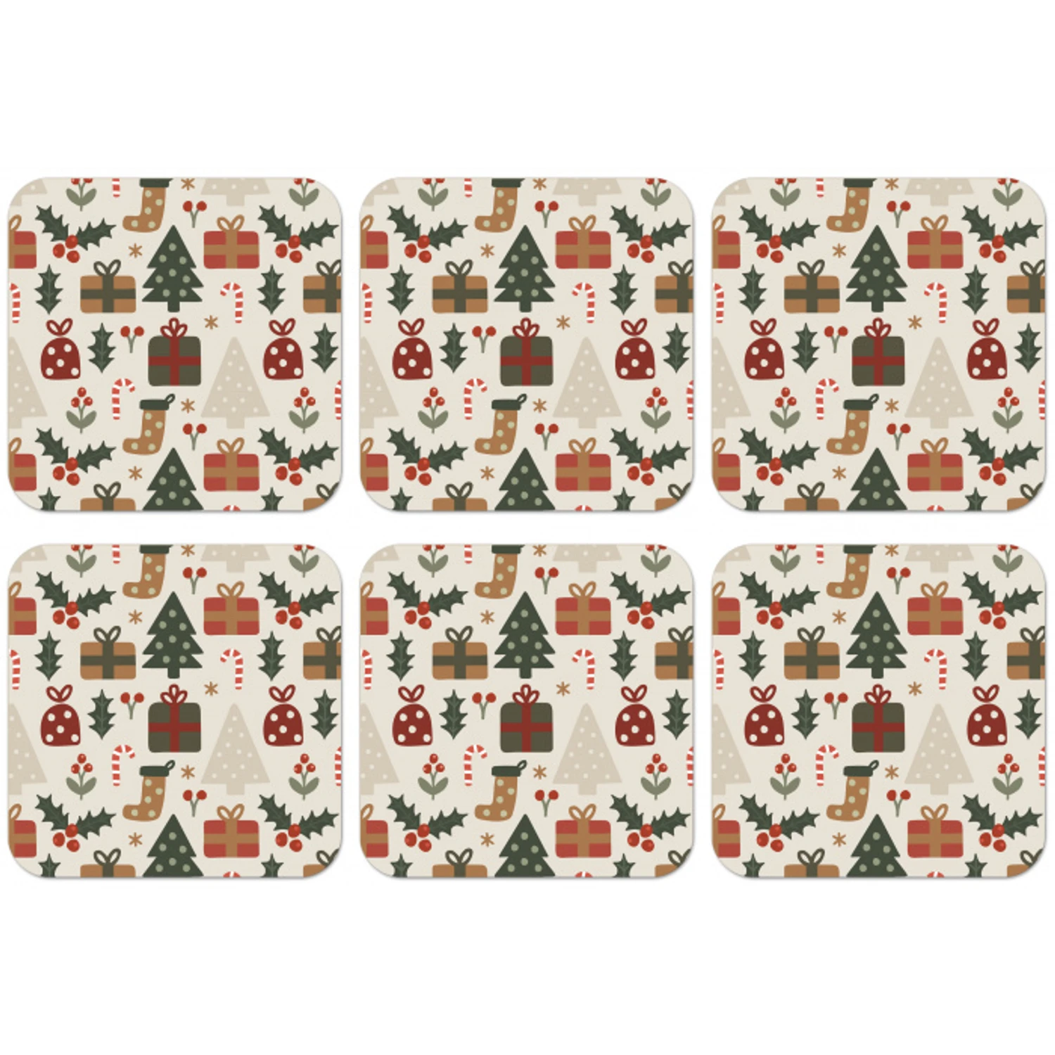 Illustratie - Kerstfiguren - Beige onderzetter kurk middel 366 -zkaufland3dotto