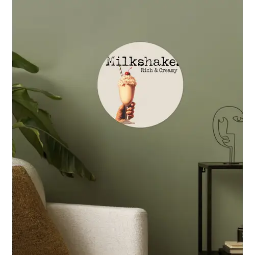 Milkshake - Kers - Rietje Wandcirkel behangsticker klein -sfeer2